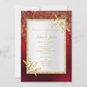 Invitation Vibrant feuille rouge et or ÉLÉGANT MARIAGE