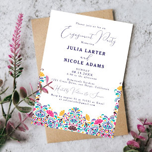 Invitation Vibrant Fiesta mexicaine Rainbow Engagement Party