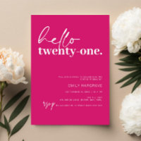 Vibrant Hot Pink Hello 21e fête d'anniversaire