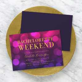 Invitation Vibrant Magenta Bokeh Lumières Bachelorette Week-e