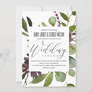 INVITATION VIBRANT MAROON GREEN BLOOM FOLIAGE MARIAGE BUNCH