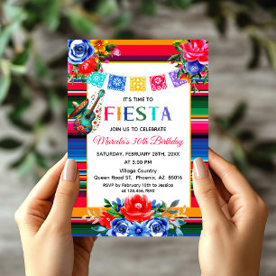 Invitation Vibrant mexicain Serape Fiesta thème anniversaire