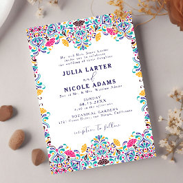 Invitation Vibrant mexicaine Fiesta Rainbow Photo Mariage