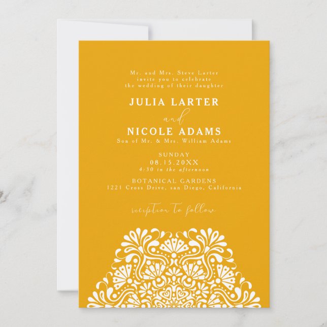 Invitation Vibrant Mexican Fiesta Rainbow Mandala Wedding (Devant)