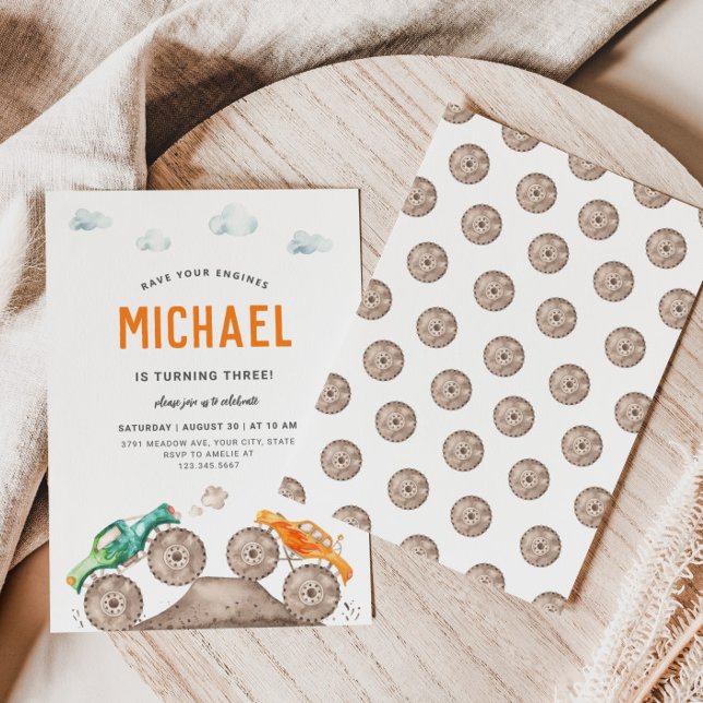 Invitation Vibrant Monster Truck (Créateur téléchargé)