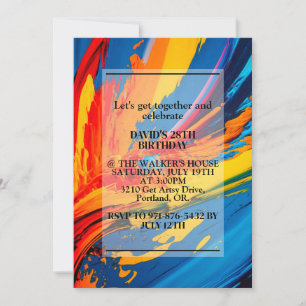 Invitation Vibrant Peinture en toile fête d'anniversaire