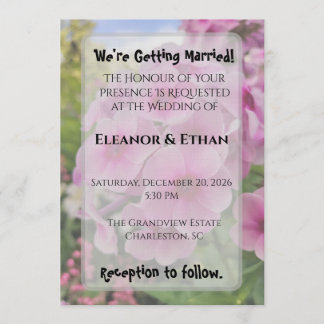 Invitation Vibrant Pink Phlox Summer Garden Wedding 