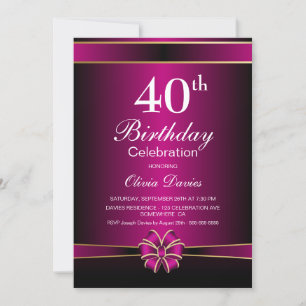 Invitation Vibrant rose 40e anniversaire Célébration