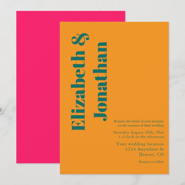 Invitation Vibrant Sunrise Minimalist Mix & Match Wedding (Devant / Derrière)