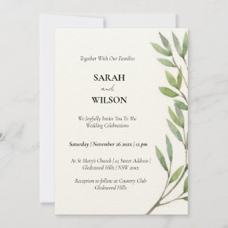 INVITATION VIBRANT VERT WATERCOLOR FERN FOLIAGE