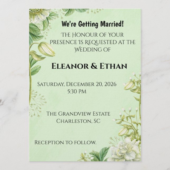 Invitation Vibrant Yellow Tulip & Ranunculus Formal Wedding I (Devant)