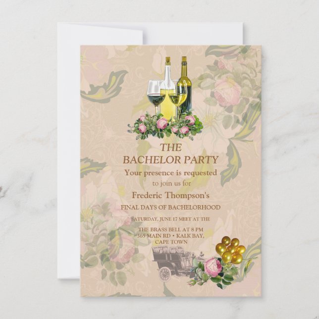 Invitation Victorian Bush Garden Bachelor (Devant)