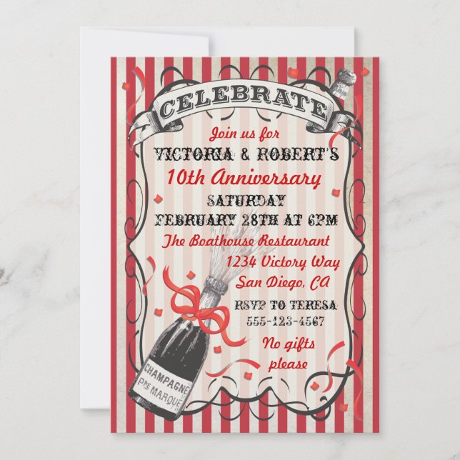 Invitation Victorian Champagne Celebration Party (Devant)