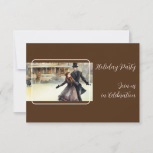 Invitation Victorian Christmas Scene Party
