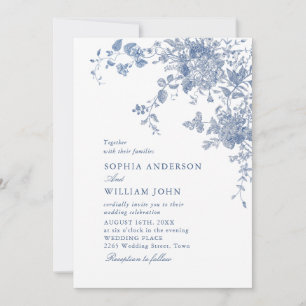 Invitation Victorian Dusty Blue French Garden Floral Mariage