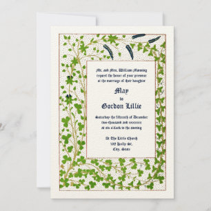 Invitation Victorian Era 1845 Vin & Clover Foliage Mariage