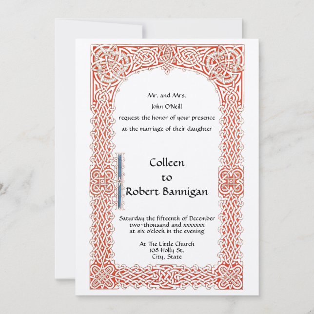 Invitation Victorian Era Celtic Knots Mariage frontalier (Devant)