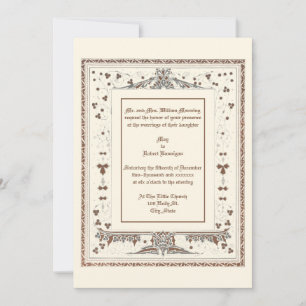 Invitation Victorian Era Kate Greenaway Mariage frontalier