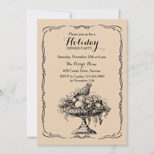 Invitation Victorian Fruit Bowl Dinner Party (Devant)