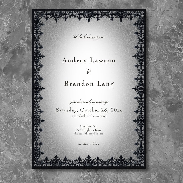 Invitation Victorian Gothic Iron Border White Wedding (Victorian Gothic Iron Border White Wedding Invitation)