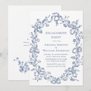 Invitation Victorian Ornate Grace Dusty Blue ENGAGEMENT PARTY