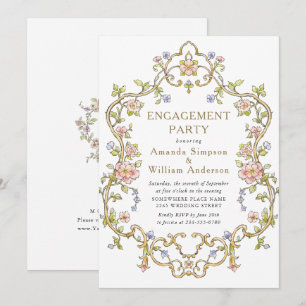 Invitation Victorian Ornate Grace Floral ENGAGEMENT PARTY