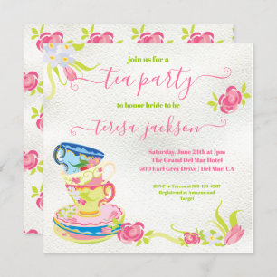 Invitation Victorian Stoppée Tasses Tea Party