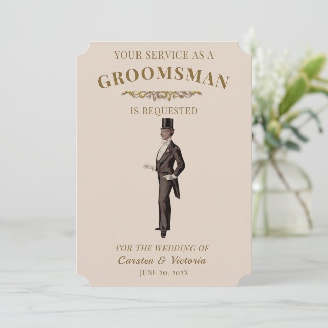 Invitation Victorian Vintage Groomsman (Debout devant)