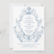 Victorien Ornate Grace Floral Dusty Mariage bleu