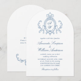 Invitation Victorien Ornate Grace Floral Dusty Mariage bleu