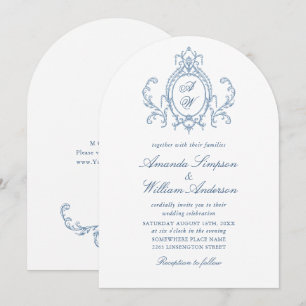 Invitation Victorien Ornate Grace Floral Dusty Mariage bleu