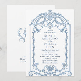 Invitation Victorien Ornate Grace Floral Dusty Mariage bleu