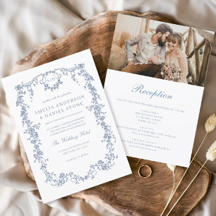 Invitation Victorien Vintage Français Photo Tout en un Mariag
