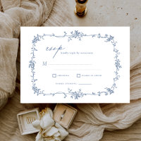 Victorien Vintage RSVP Dusty Blue Mariage