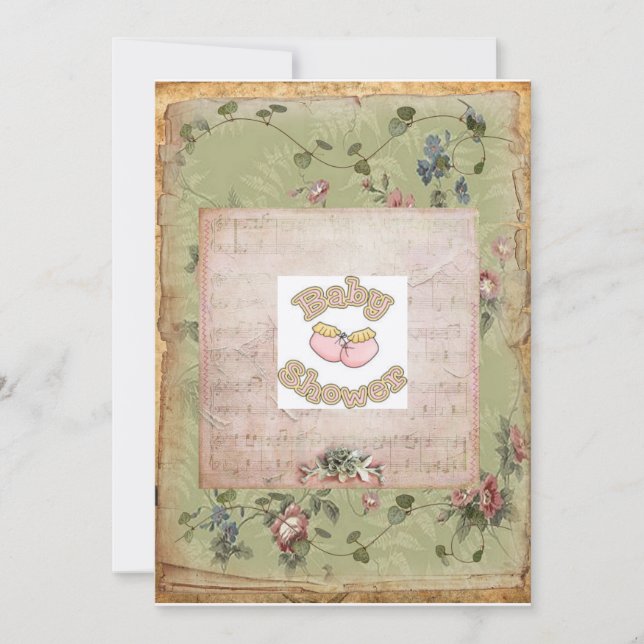 Invitation victorienne de baby shower (Devant)