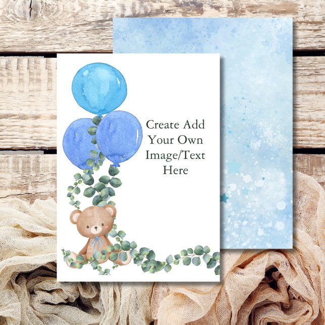Invitation Vide Ajoutez Votre Propre Oh Garçon Ours Ballon Eu (Créateur téléchargé)
