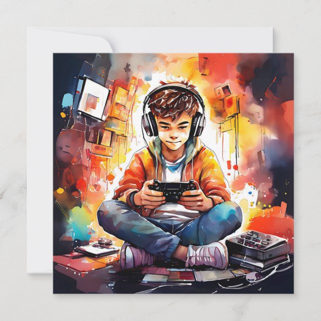 Invitation Vidéo Game Boy's Birthday Party (Devant)