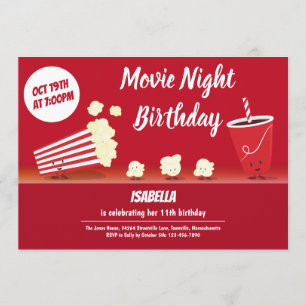 Invitation Vidéo Nuit Anniversaire Sourire Popcorn Cartoon Ki