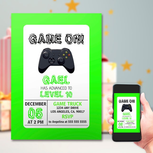 Invitation Vidéo verte Jeu Camion Anniversaire (Créateur téléchargé)