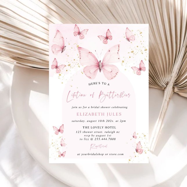 Invitation Vie des papillons Fête des mariées d'or rose (Créateur téléchargé)