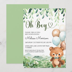 Invitation Vie sauvage des bois de l'ours mignon