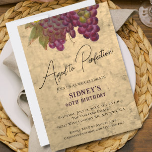 Invitation Vieilli à la perfection 60e anniversaire, vin élég