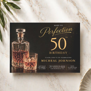 Invitation Vieilli à la Perfection Or Noir 50e Anniversaire