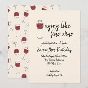 Invitation Vieillir Comme Vin Fin Vin Rouge Verre Anniversair