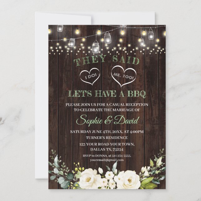 Invitation Vielle grange Florale Blanche Après J'AI FAIT BBQ  (Devant)