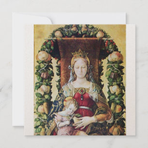 Invitation VIERGE AVEC ENFANT Blanc Champagne papier métalliq