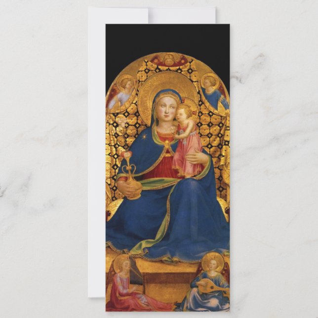 Invitation VIERGE AVEC ENFANT ET ANGELS, Métallique Or Bleu (Devant)