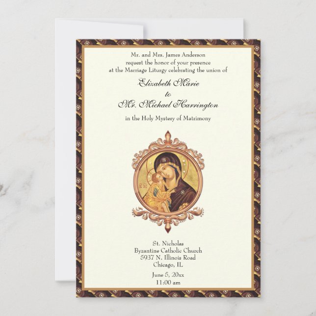 Invitation Vierge catholique byzantine Marie Mariage Combo (Devant)