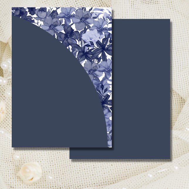Invitation vierge DIY Arche Bleu Marine Floral (Créateur téléchargé)