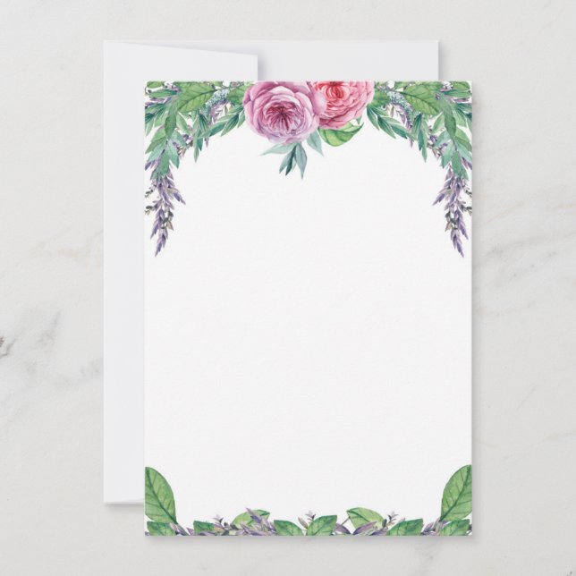 Invitation Vierge Sauvegarder la date Aquarelle florale viole (Devant)